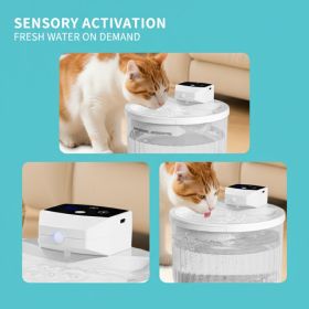 2000ML Wireless Pet Drinking Fountain, 2500mAh Rechargeable, Motion Sensor Circulating Running Water Bowl For Kittens Puppies (Option: White)